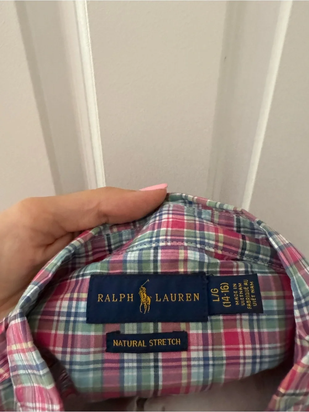 Ralph Lauren Pink and Blue Plaid Button-Down Shirt